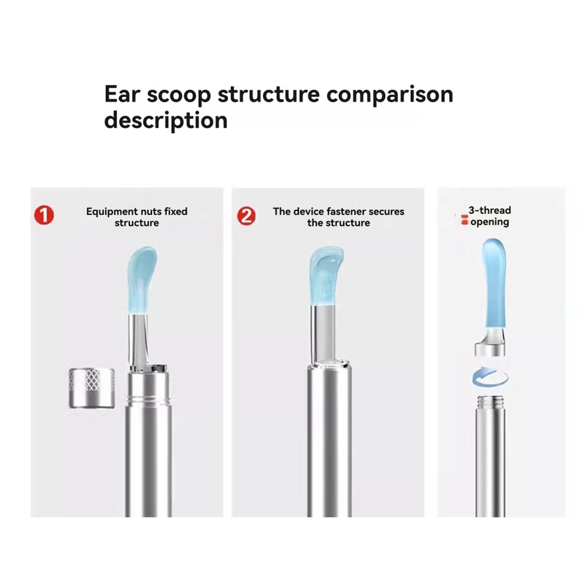 A03R Tips Ear 6 Pieces Waterproof Silicone Ear Spoon for Endoscope Ear Cleaner Tips Set for W3/R3