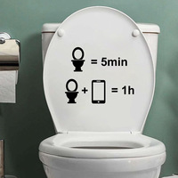 1pc Self-Adhesive Black Warning Sign Wall Sticker - Toilet & Bathroom Decor with Humorous \