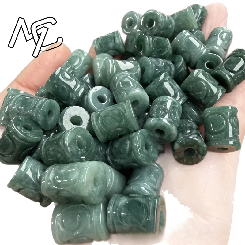 5pc Natural Blue Water Jade Money Beads DIY Bracelet Bangle Charm Jadeite Jewellery Fashion Accessories Amulet Gifts Women Men view 6