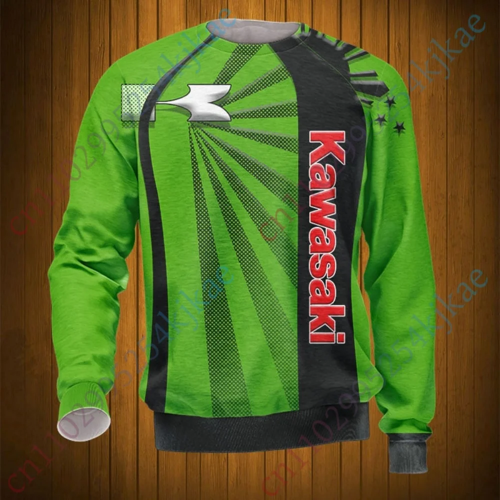 

Kawasaki Long Sleeve T-shirts Casual T Shirt For Men's Clothing Top Harajuku Round Neck Tshirt Breathable 3D Printing Sweatshirt