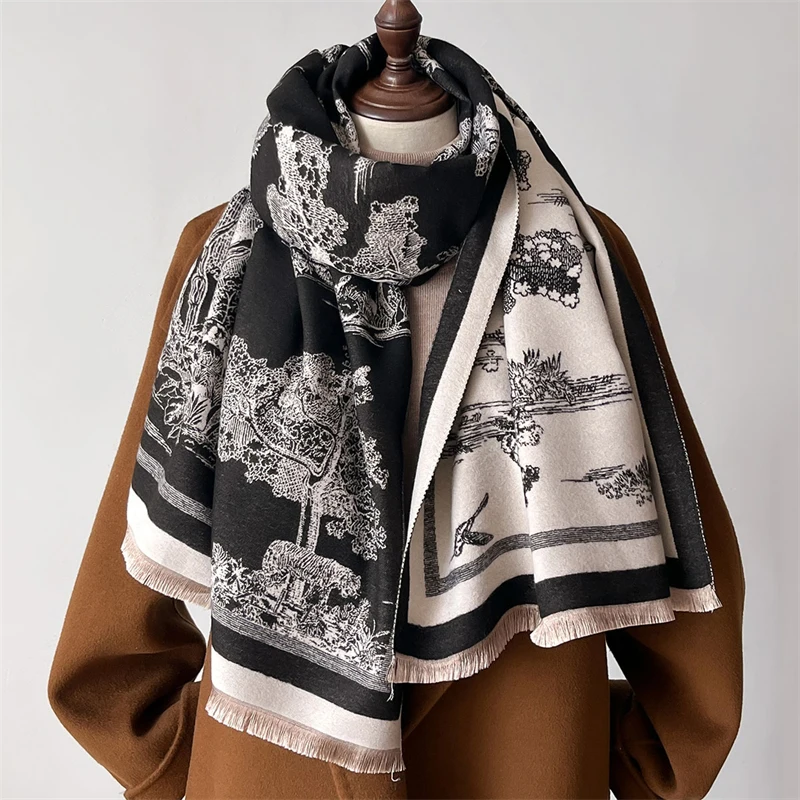 Cashmere Scarf Women Fashion Pashmina Shawl Winter Wrap 2024 Design Warm Head Scarves Femal Poncho Neckerchief Echarpe Bandana