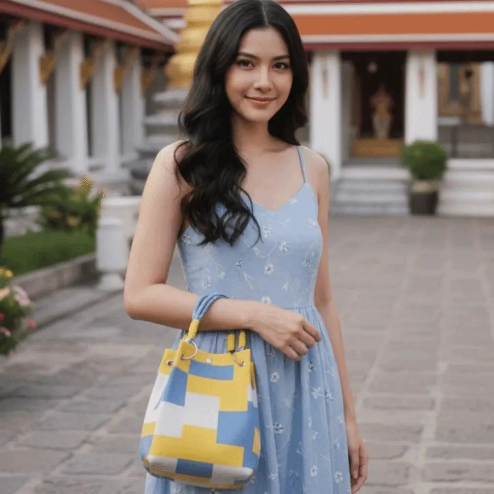 

Стильная женская вязаная сумка-тоут в корейском стиле с полосками, большая вместимость, на магнитной застежке, контрастные цвета, для повседневного использования