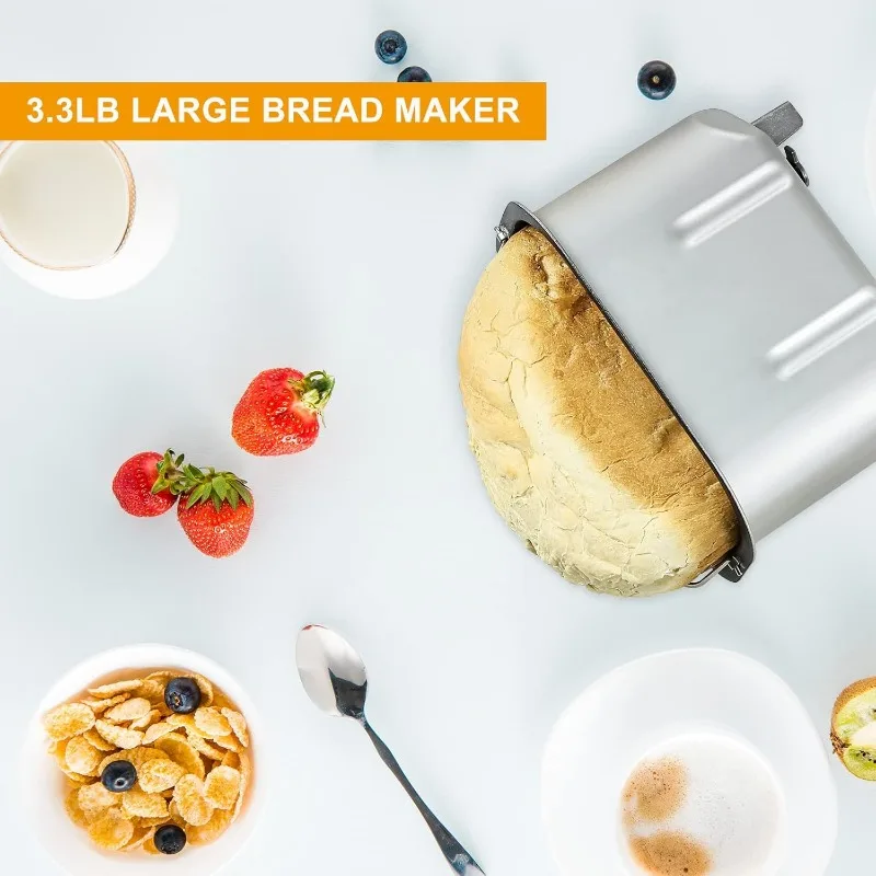 ماكينة صنع الخبز 3 رطل ماكينة الخبز الأوتوماتيكية مع مجاذيف العجن المزدوجة 15 في 1 صانع العجين