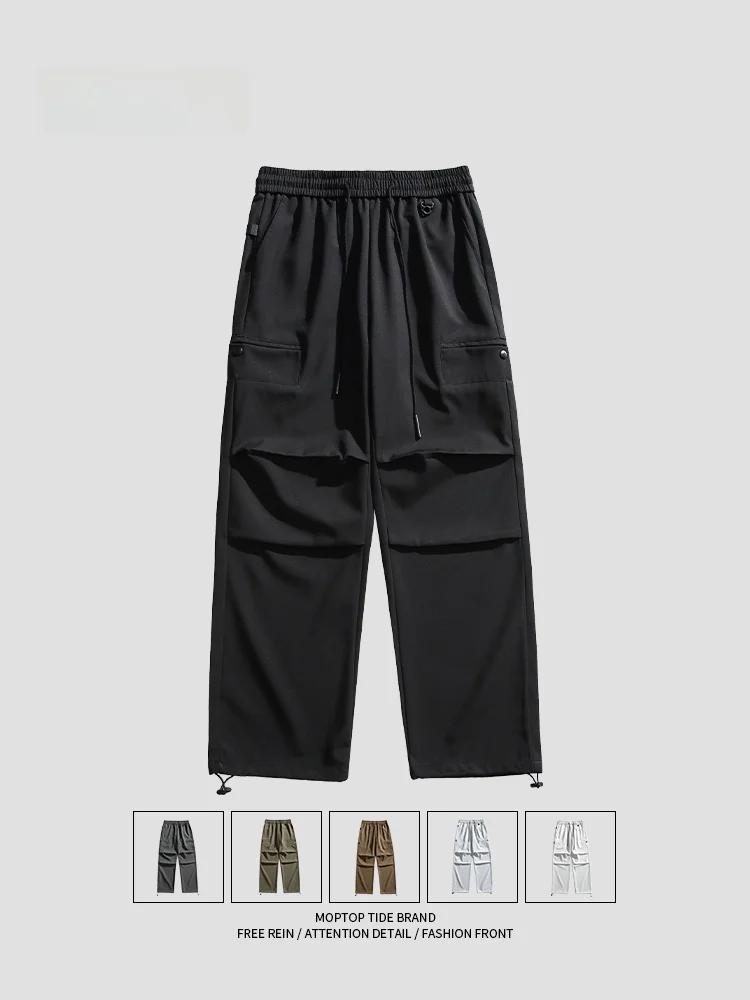 

MMOPTOP Свободные повседневные брюки-карго, мужские брюки с высокой талией и широкими штанинами, повседневные брюки для пар, модные молодежные брюки