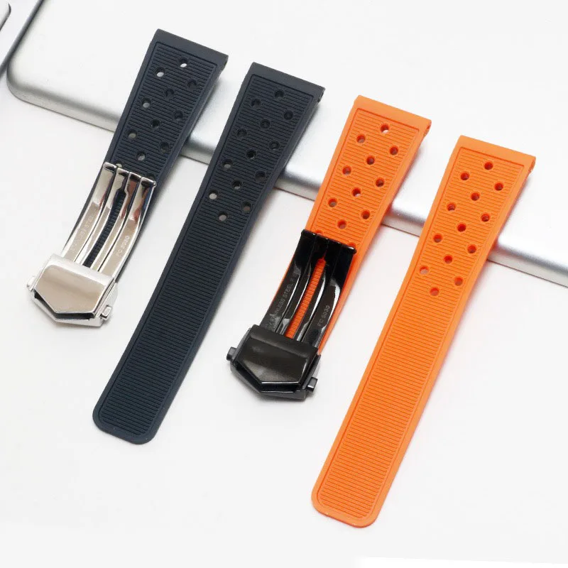 22mm Soft Rubber Silicone Watchband For TAG HEUER Strap MONACO CARRERA FORMULA 1 Watch Band Waterproof Bracelet Folding Buckle