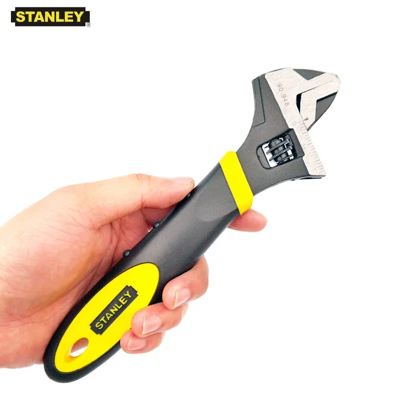 Stanley 1-pcs professional wide jaw open rubber handle adjustable head wrenches monkey spanner inch mm multi tool 6/8/10/12 inch