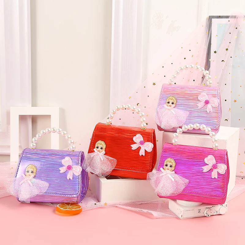 

Mini Bags Messenger Princess Butterfly Fashion Handbag Children's Day Gift Shoulder Packet Baby Coin Purse Candy Girls Pearl Bag