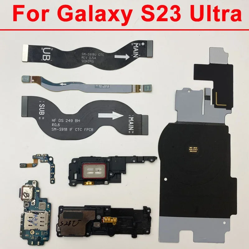 

For Samsung Galaxy S23 Ultra S918B S918U S918E S918N 5G mmWave WIFI Signal Antenna NFC Coil Charging Port Board LCD Main Cable