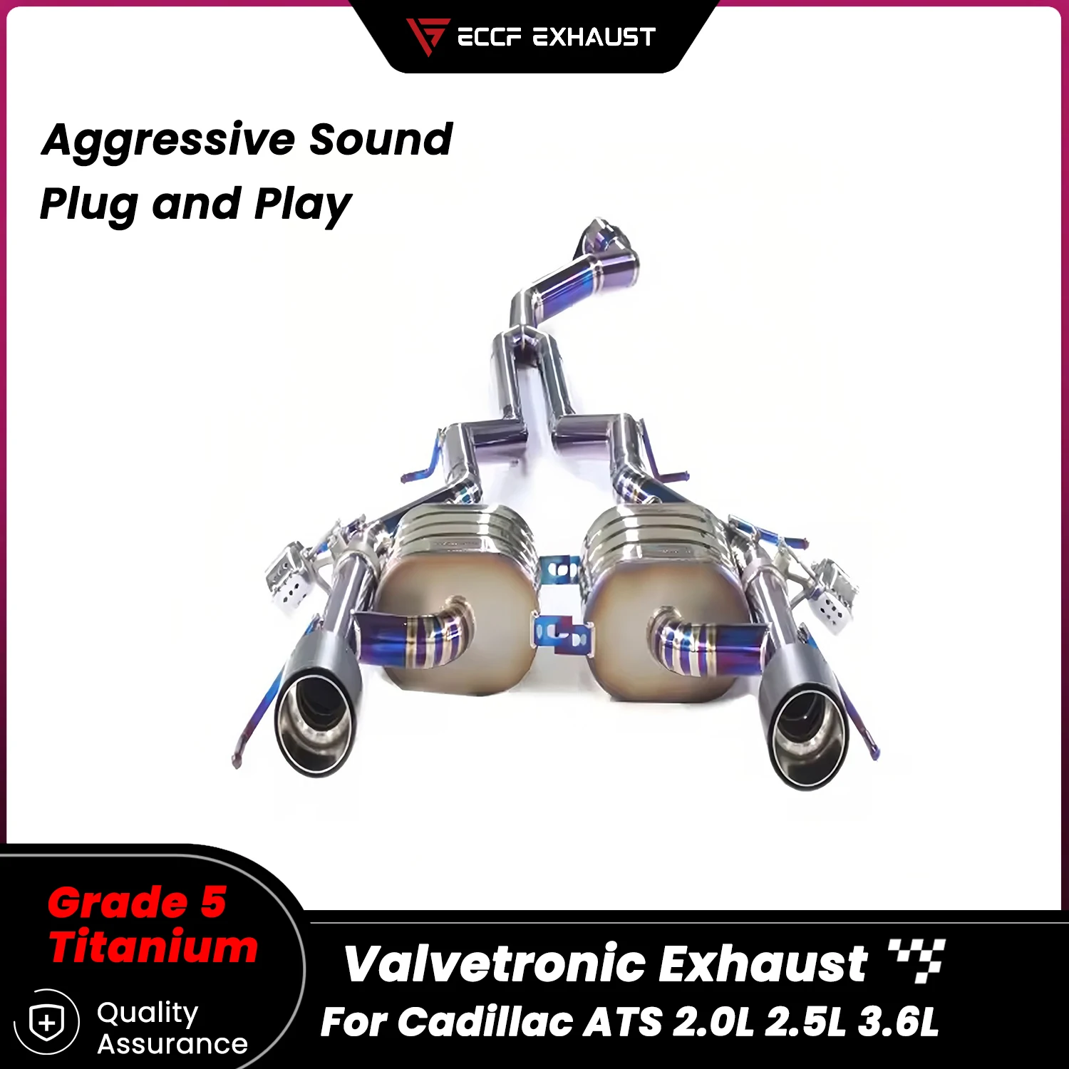 

Pneumatic Valve Sporty TItanium Catback Exhaust for Cadillac ATS 2.0L 2.5L 3.6L Freely Adjustable Sound Control