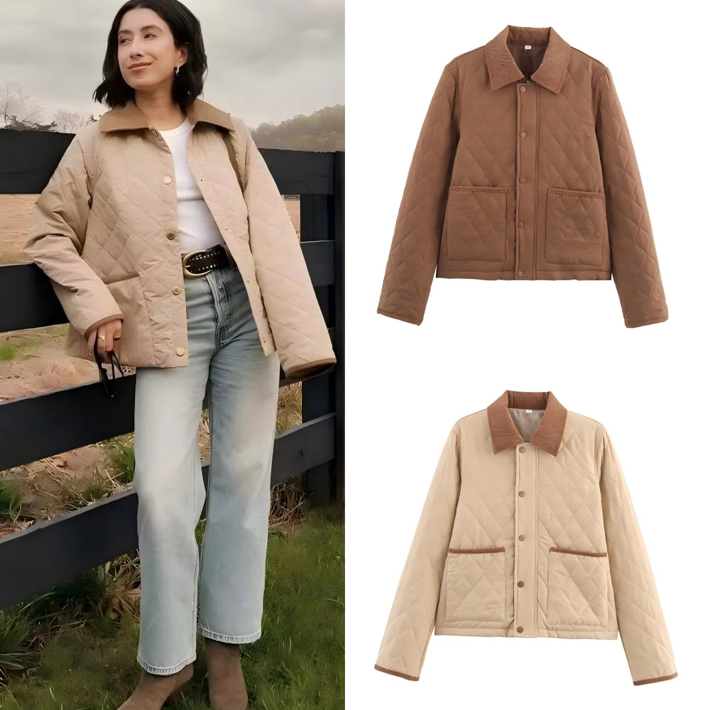 

Women's Winter Fashion Big Pocket Design Comfortable Versatile Lapel Cotton Coat Retro Long Sleeve Zipper Women's Coat chic Top