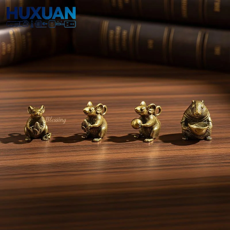 Vintage Alloy Mouse Figurine Fine Carved Mini Size Durable Ornament for Desktop Home Decor Animal Lovers Gift