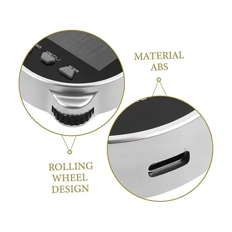 Regla de rodillo digital portátil Pantalla LED 200M para construcción y topografía Herramienta de medición y medición con carga tipo C