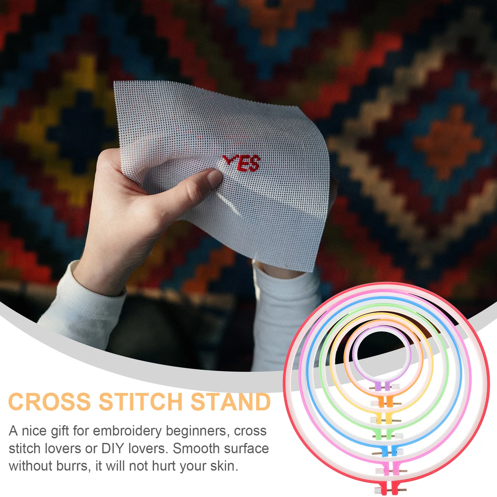 

7Pcs Cross Stitch Hoops Adjustable Embroidery Rings Durable DIY Craft Sewing Tools Embroidery Hoops Cross Stitch Stand