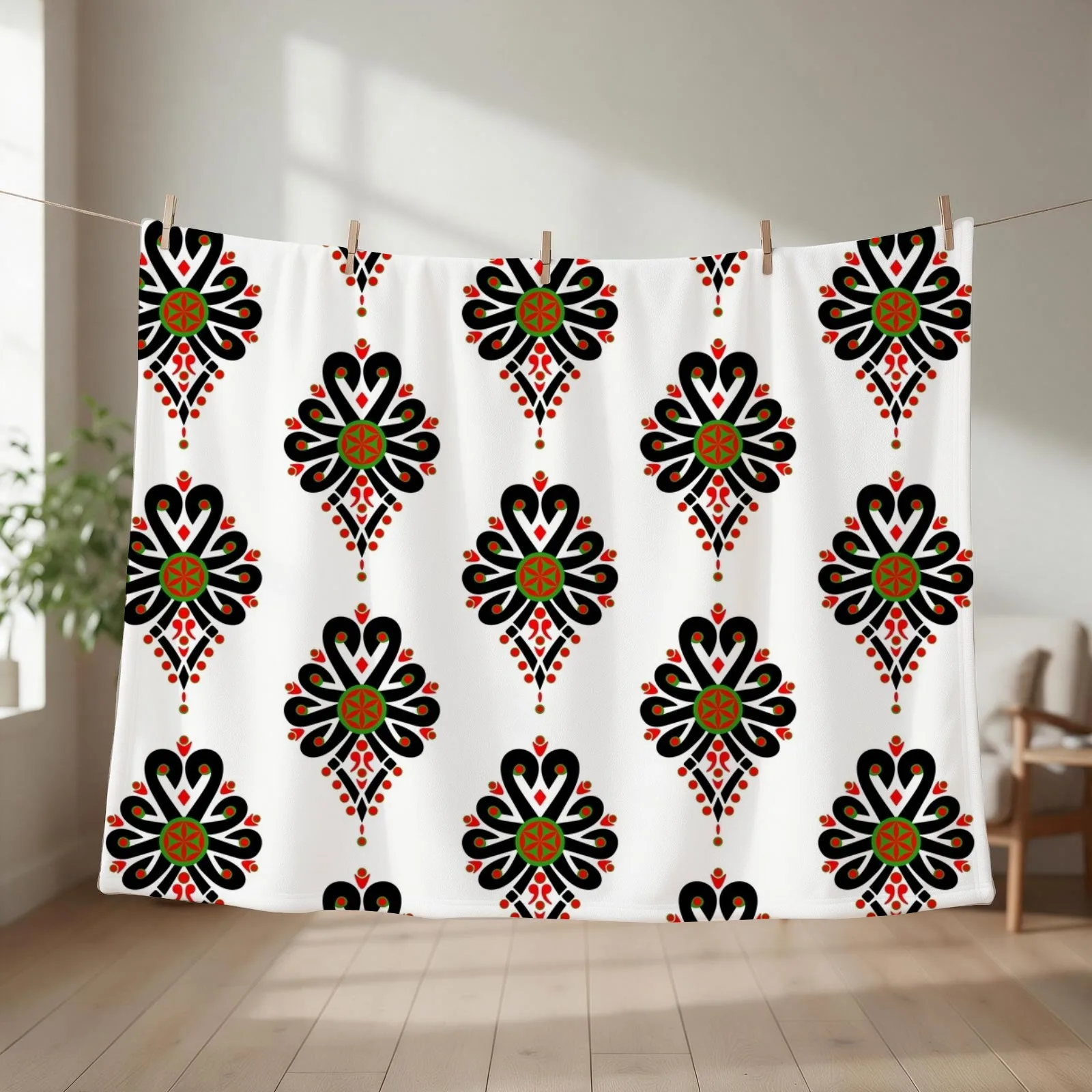 Folk pattern of Polish highlanders Throw Blanket couch cozy soft plush fuzzy picnic outdoor blanket