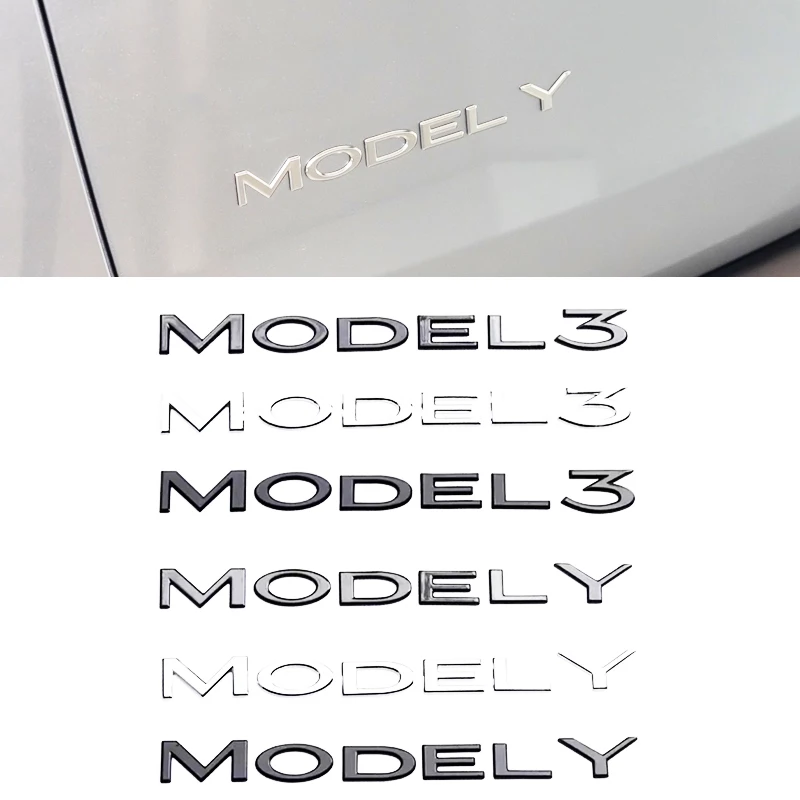 Original 3D ABS Letters Logo For Tesla MODEL 3 Y Car Rear Tailgate Trunk Emblem Badge Decal Stickers Auto Styling Accessories