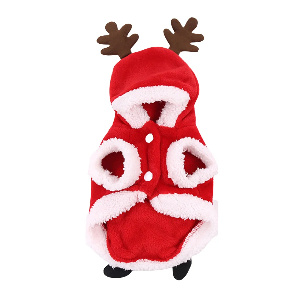 

Cozy Flannel Christmas Pet Dog Costume Elk Pattern Warm Puppy Coat for Winter Holidays Size S Christmas Pet Dog Clothes