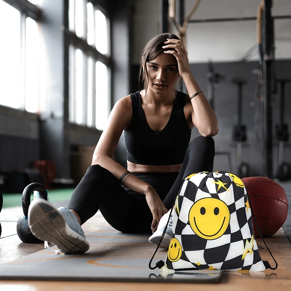 VIKAMA 12pcs Smile Theme Party Drawstring Pocket - Perfect For Birthday, Christmas, And Halloween Party Gifts - Portable