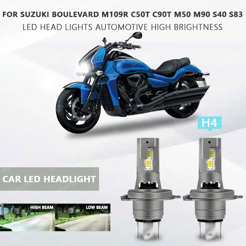 

2PCS For Suzuki Boulevard M109R C50T C90T M50 M90 S40 S83 H4 9003 Motorcycle LED Headlight Bulbs High & Low Beam H4