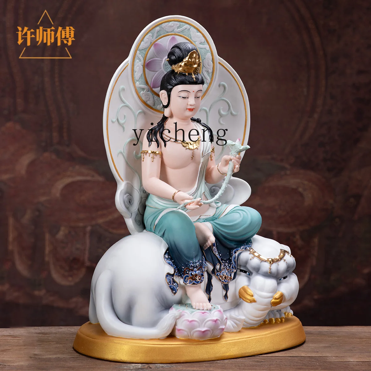 

FY Ceramic Ornament Buddha Statue Home Worship Protector Temple Buddha Hall God Statue Ornament