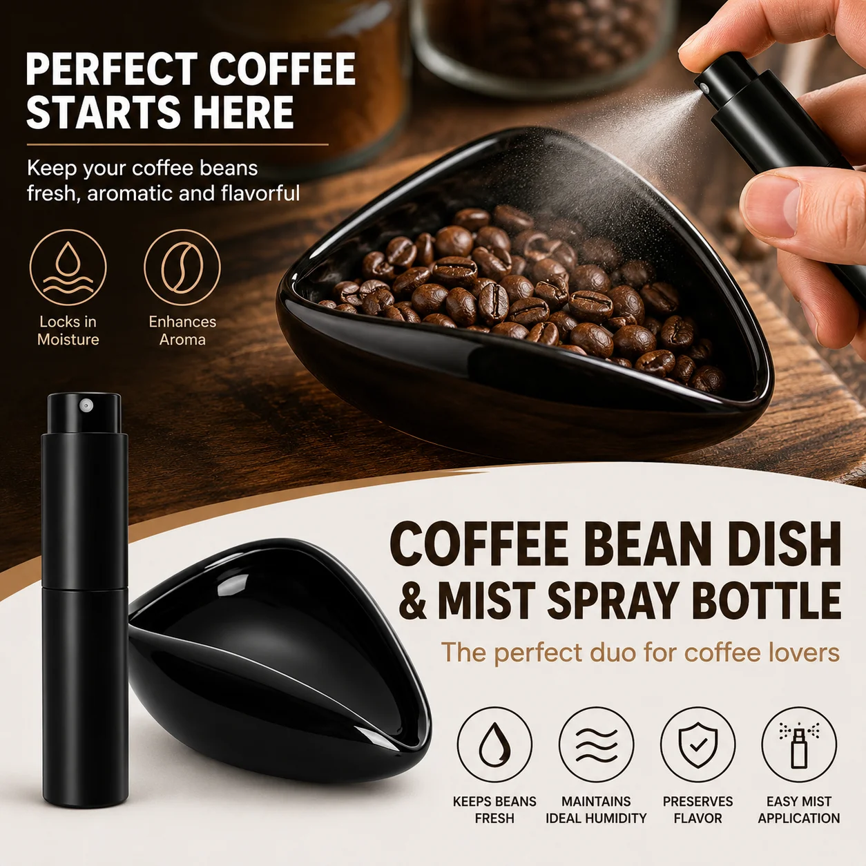 Bandejas para Dosagem de Grãos de Café e Umidificador Portátil Anti-estático e Anti-pó para Moedores de Espresso