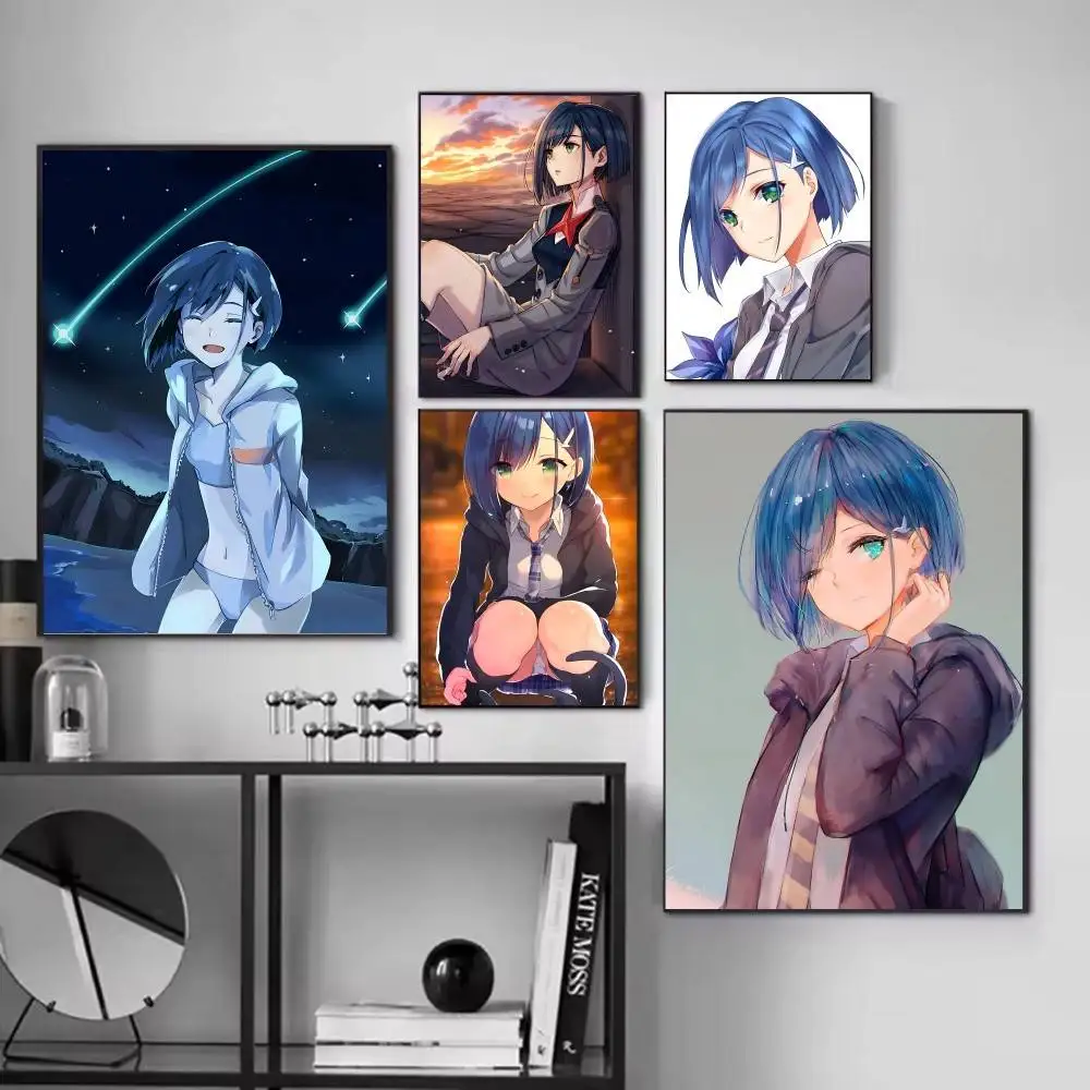 Anime Girl D-DARLING Cute Ichigo Posters Fancy Wall Sticker for Living Room Bar Decoration Wall Decor