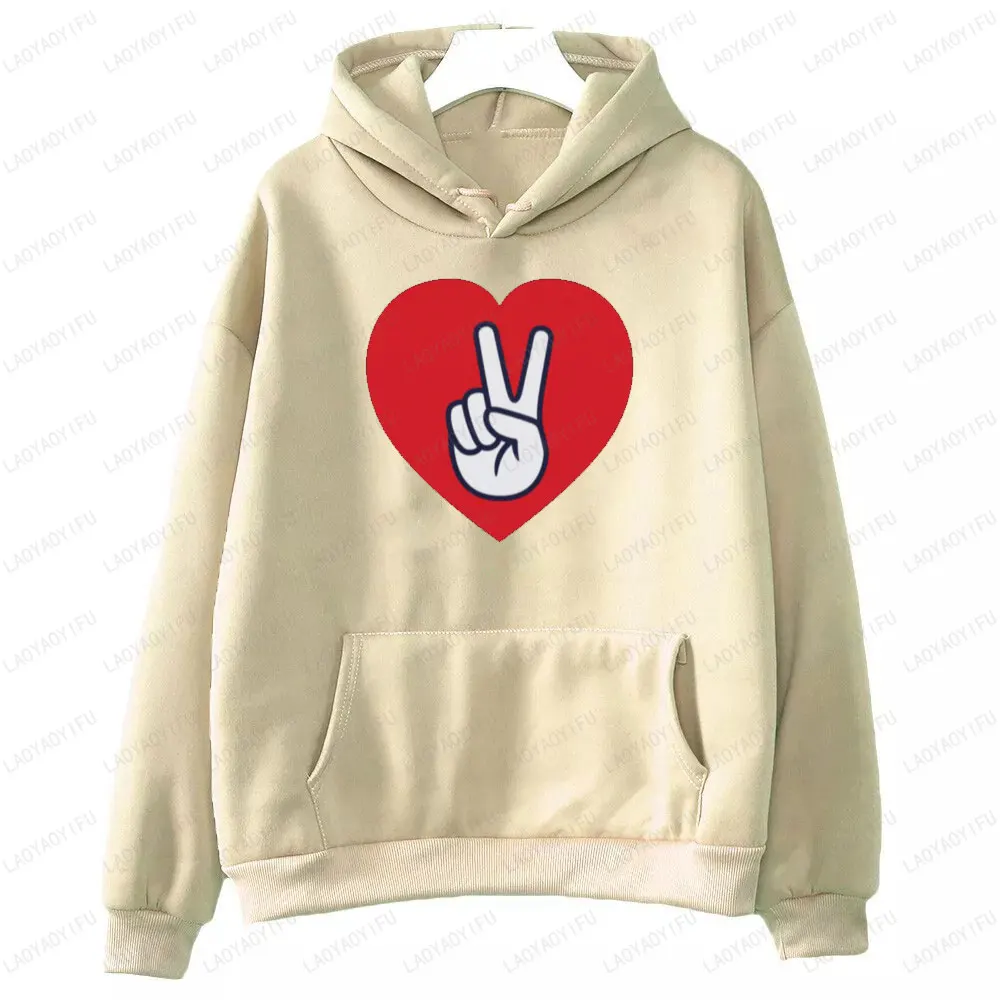 Peace and Love Symbols Classic Beier Hand Slogan Sweatshirt Winter Clothes Women Autumn Winter Clothes Men Hoodie Simple Tops