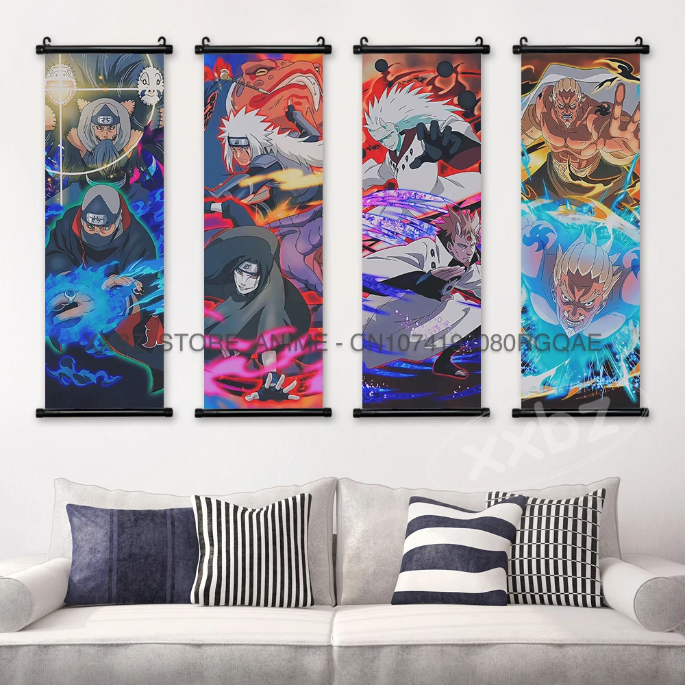 Naruto Scrolls Bild Anime Poster Uchiha Sasuke Leinwand Home Decor Nara Shikamaru Innen hängende Gemälde Rock Lee Wandkunst – Detail 3