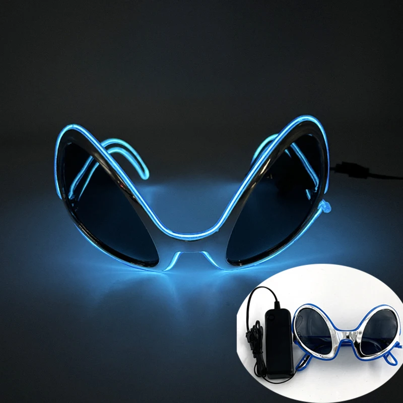 Lustige Halloween-Sonnenbrille, personalisierte Brille im Alien-Stil, leuchtende Neonbrille für Rave-Festival, Club-Party-Requisiten – Detail 7