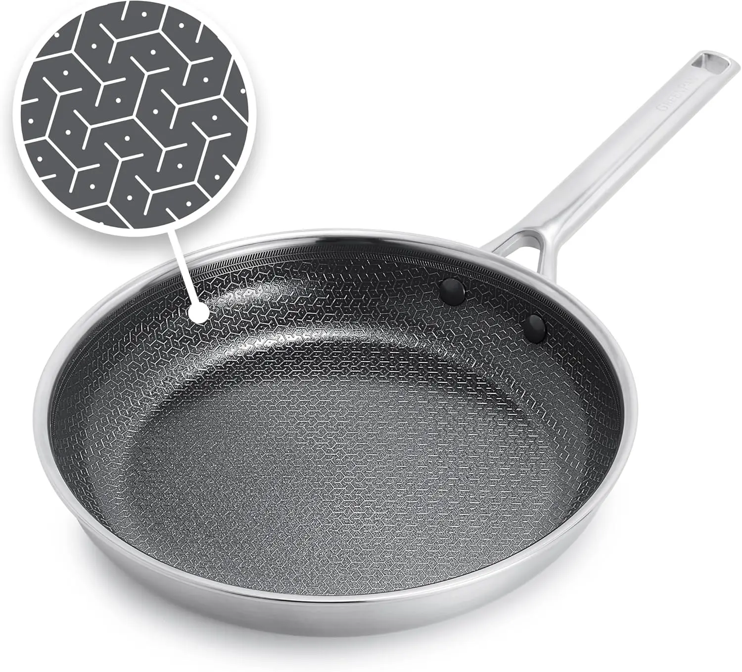 

10" Nonstick Frying Pan with Diamond-Infused Ceramic, Stainless Steel Hybrid Skillet, Induction Compatible, Oven Safe to 850°F
