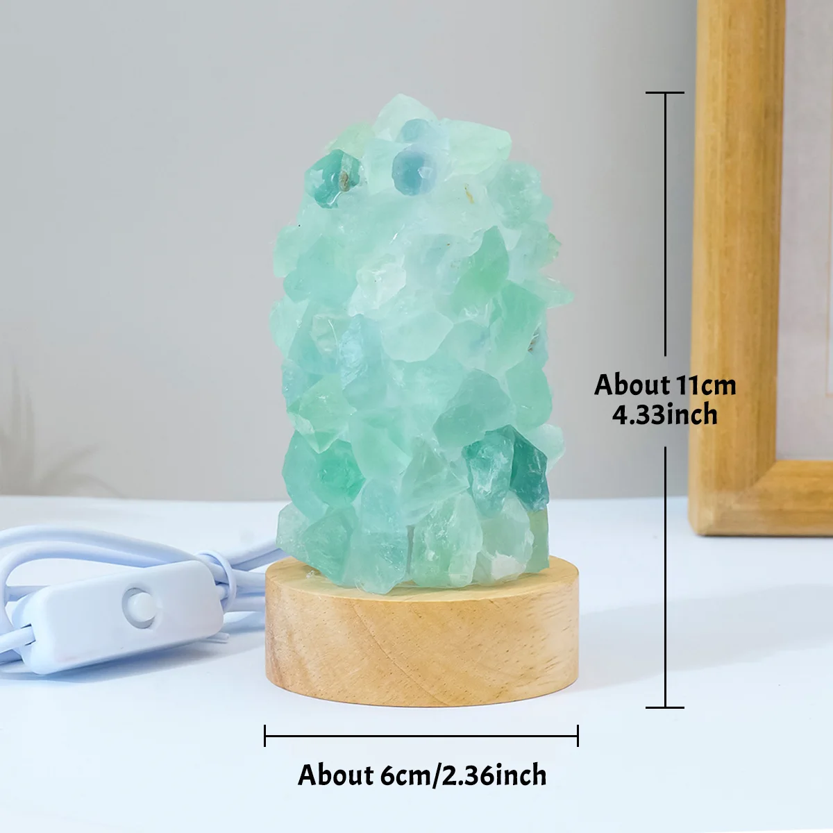1PC Natural Crystal Crushed Stone Night Light Ornament, Crystal Rough USB Bedroom Bedside Lamp Home Decoration Ornament