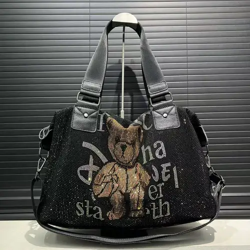 Imagen 2 del producto Bolso bonito de oso de peluche con joyería de diamantes a la moda para mujer, bolso de hombro personalizado, elegante y brillante de gran capacidad