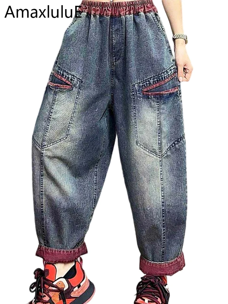 

Джинсы Amax LuluE 2026: Весенняя коллекция, классический пэчворк, винтажные свободные джинсы для женщин, британский дизайн, повседневные брюки