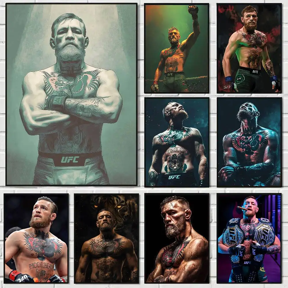 Boxer Conor McGregor Anime-Poster Wasserdichter Wandaufkleber für Bar, Wohnzimmer, Vintage-Raumdekoration, Druckgeschenk