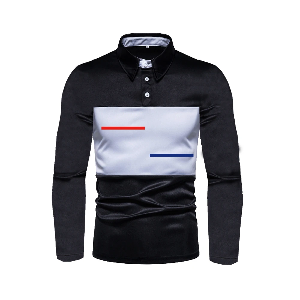 Spring And Autumn New New Men's Business Lapel T-Shirt Led POLO Shirt Top Men's Long Sleeve