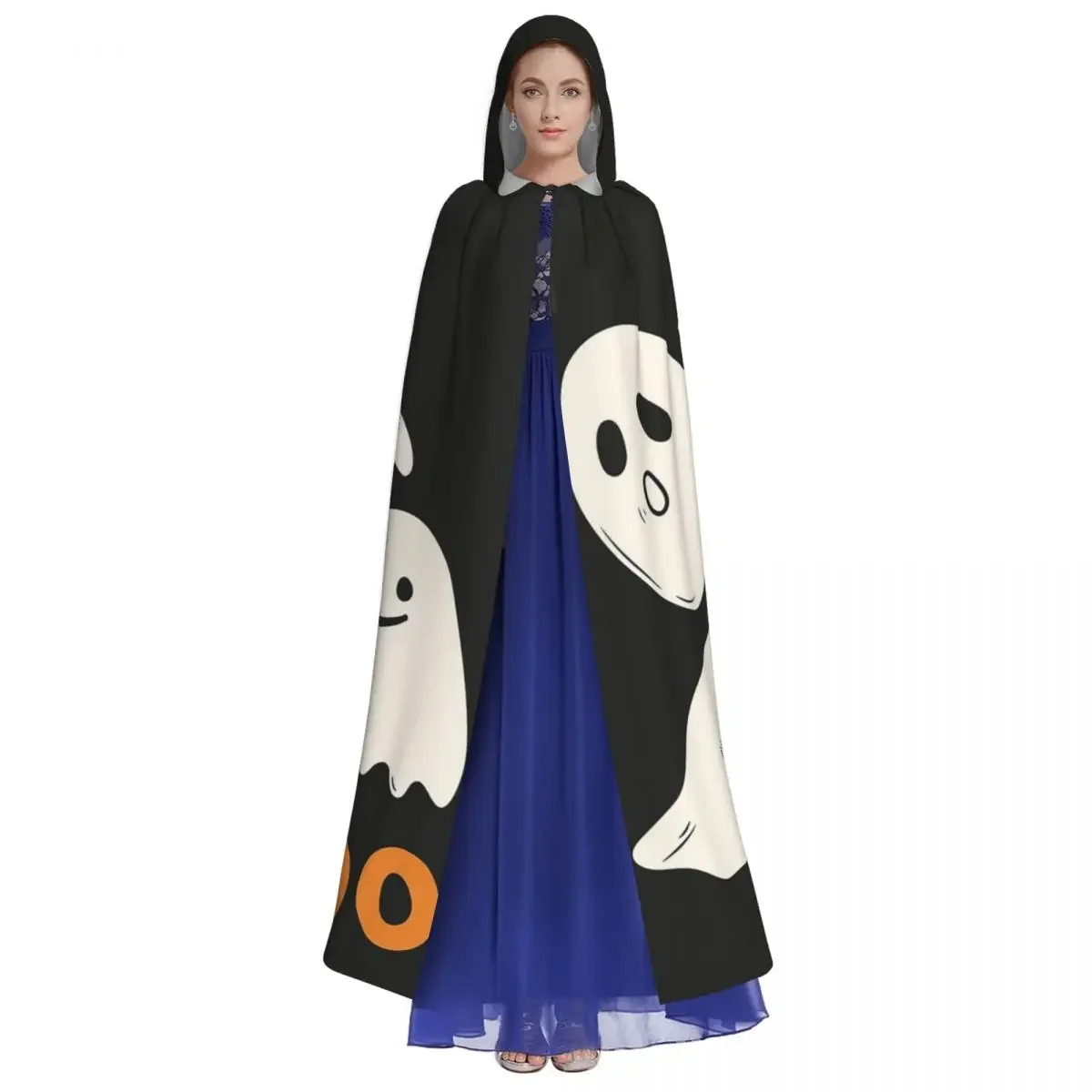 Halloween Ghost Fear Pumpkin Cute Long Hooded  Witch Medieval Costume Cosplay Cape HalloweenVampire Adult Unisex