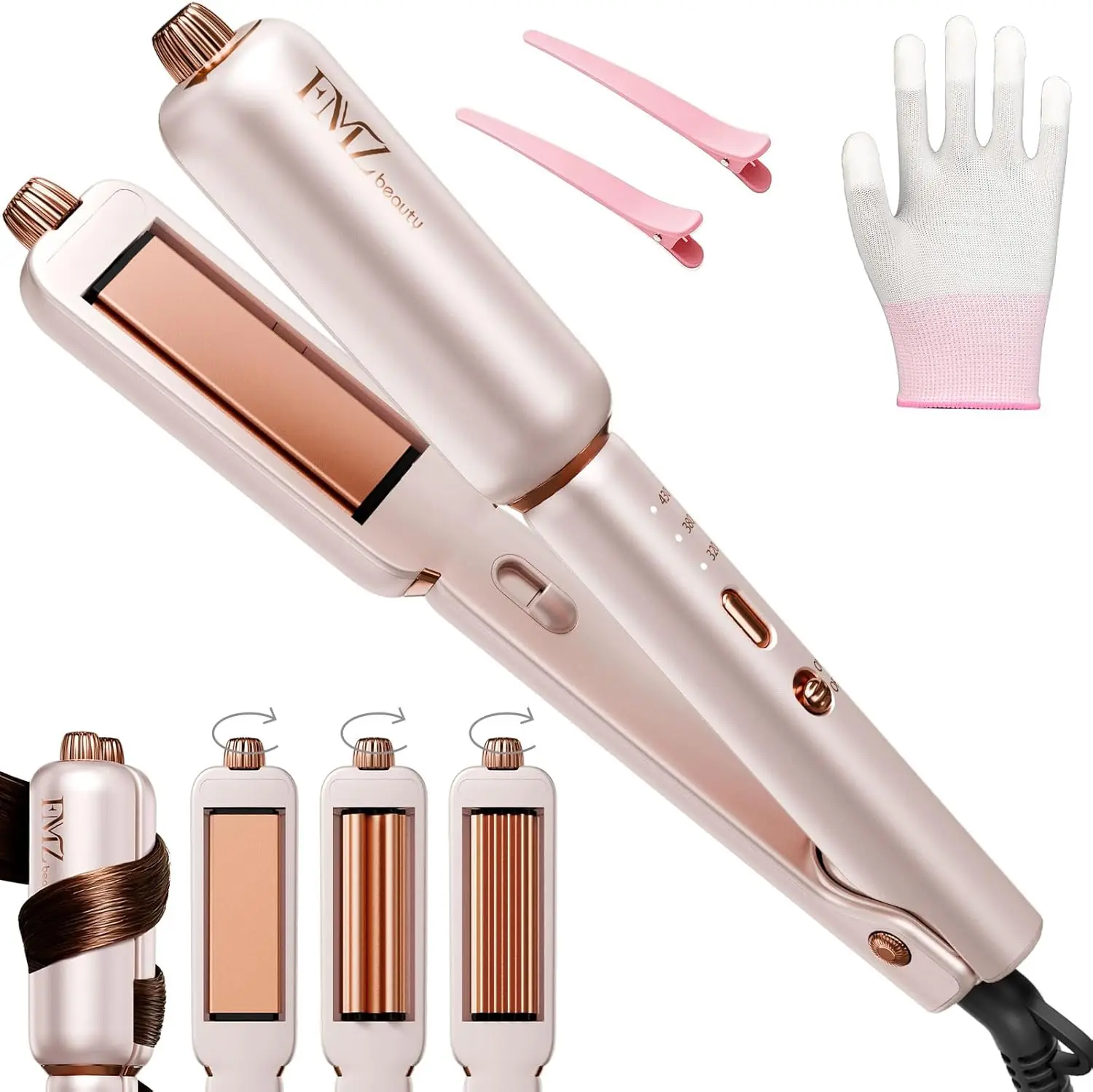 

4 in 1 Professional Hair Straightener Curler Crimper, Dual Voltage Auto Shut-Off Travel Iron