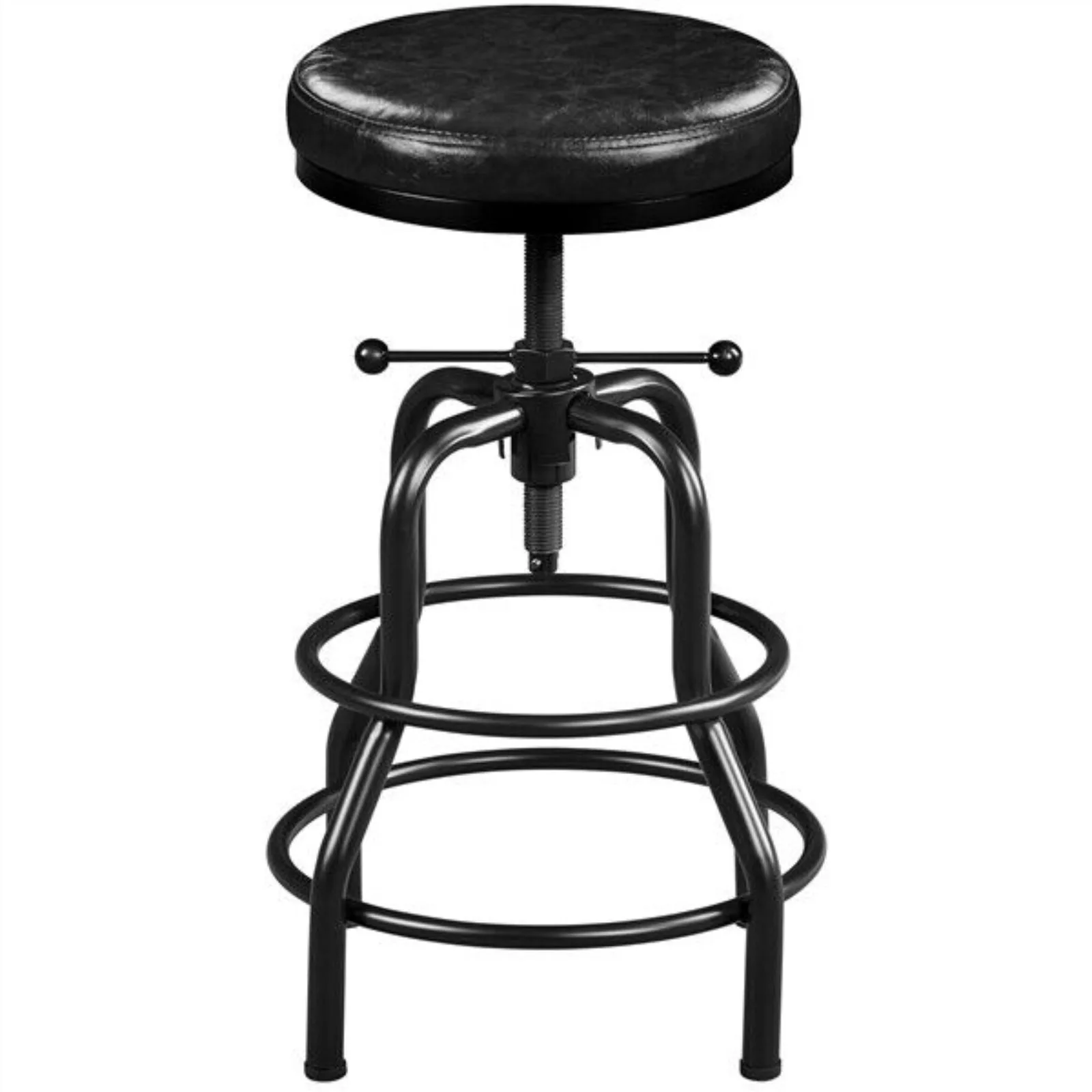 

Vintage Leather Bar Stool Industrial Adjustable Counter-Height Metal Bar Stool United States