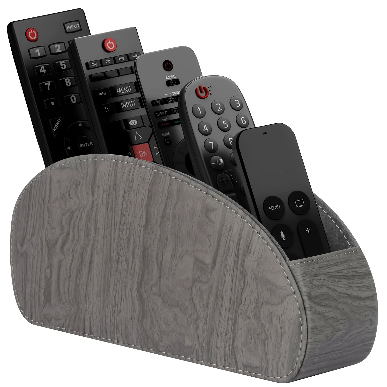 

PU Leather Remote Control Holder5Compartments,Multi-Device Organizer for TV/DVD/Blu-Ray,Desk & DrawerStorageBoxHome&OfficeDecor