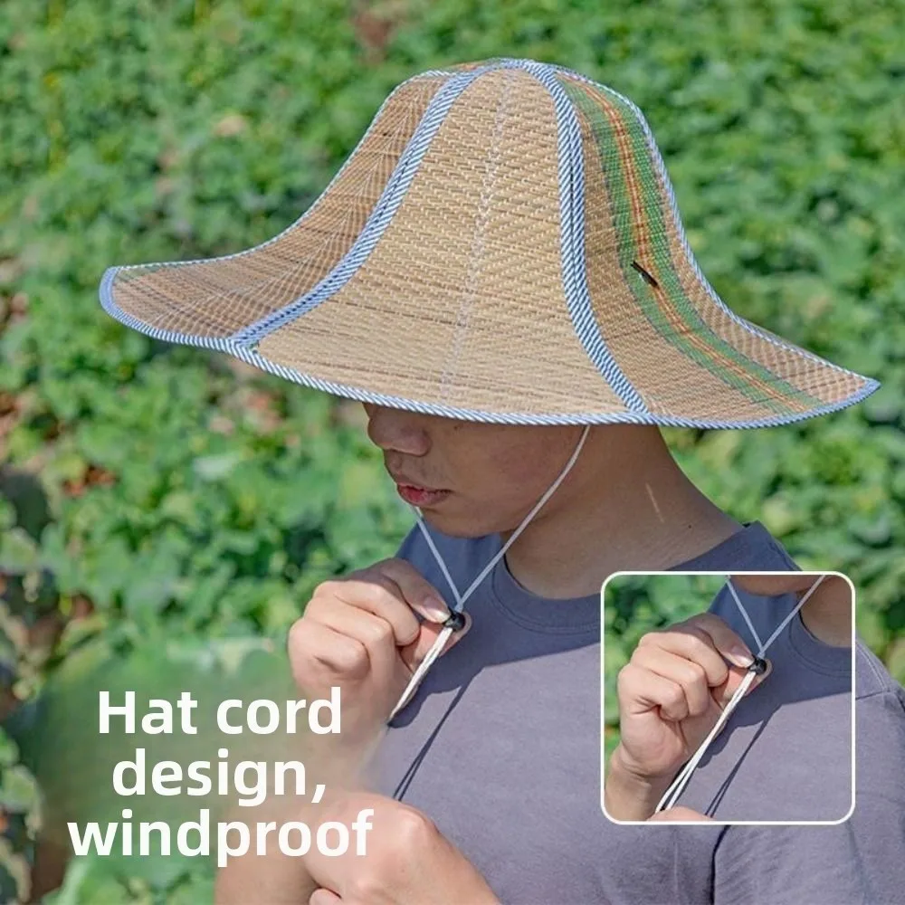 

2Pcs Fisherman Hat Double-sided Foldable Straw Sun Hat Breathable Portable UV Protection Hat Fashion Cool Wide Brim Hat Garden