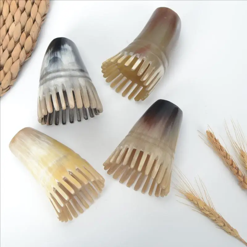 Wide Tooth Massage Comb Scalp Brush Horn Combs Gua Soother Ergonomic Handle Detangle Hair  Removal Massager For Home