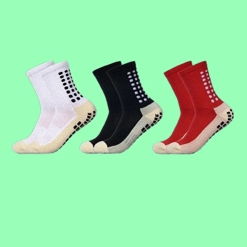 3 Pairs 2024 New Fashion Classic Mid Length Football Socks Anti-skid Socks Sweat Absorbing Towel Bottom Sports Anti Slip Socks