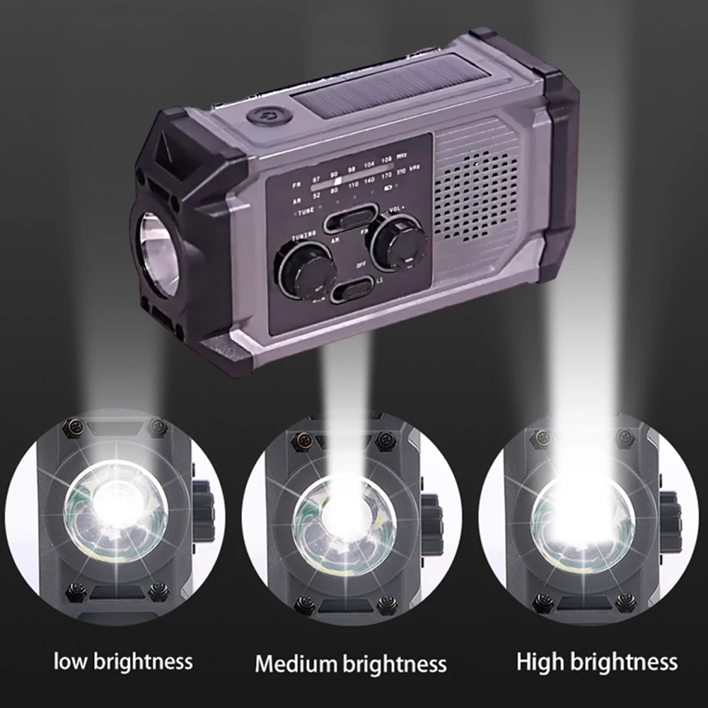 Hand Crank Emergency Radio Solar Powered Radio with LED Flashlight SOS Alarm Portable Radio for Indoor Outdoor Emergencies
