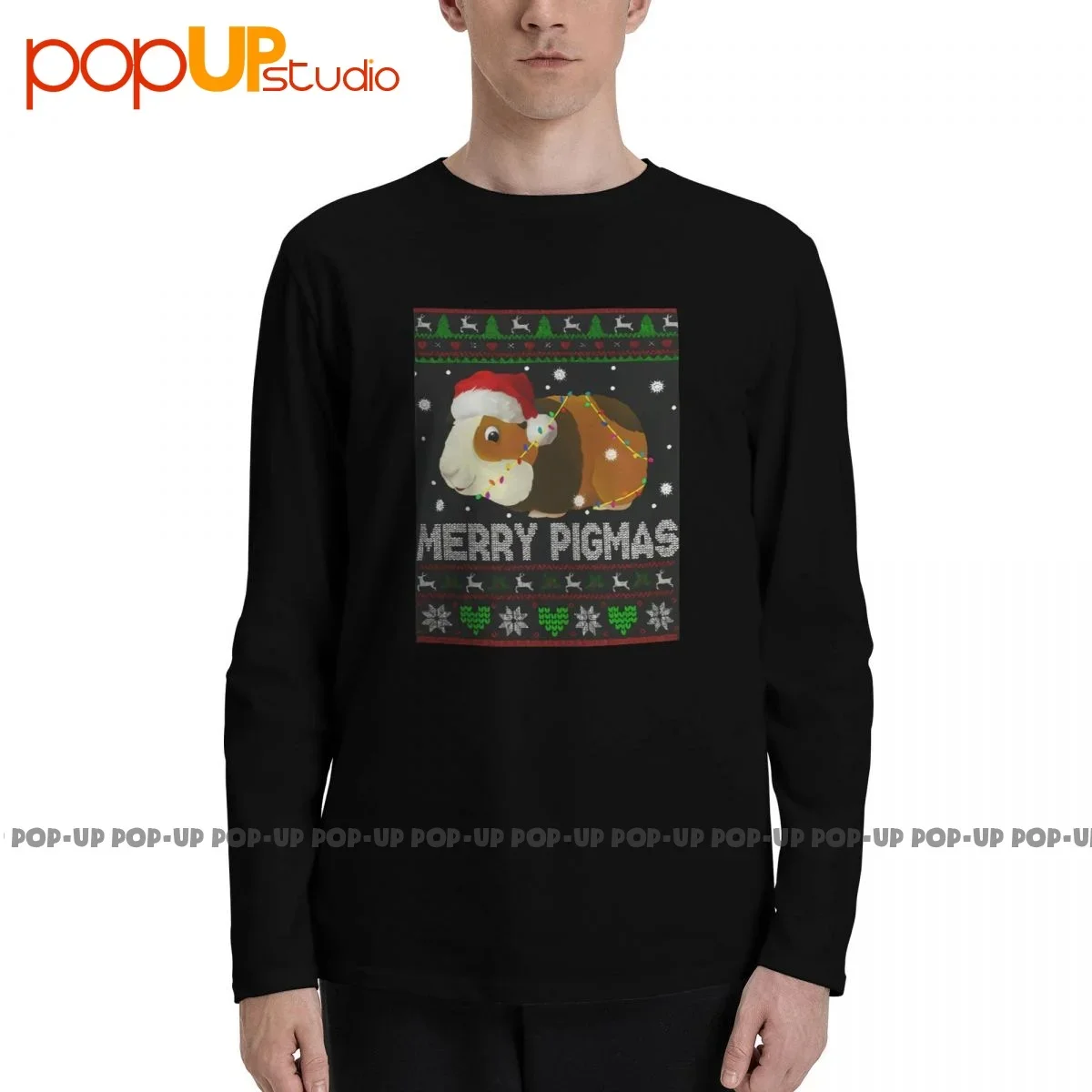 Merry Pigmas Santa Guinea Pig Lover Long Sleeve T-Shirts T-shirt Tee New Casual Hip Hop Streetwear