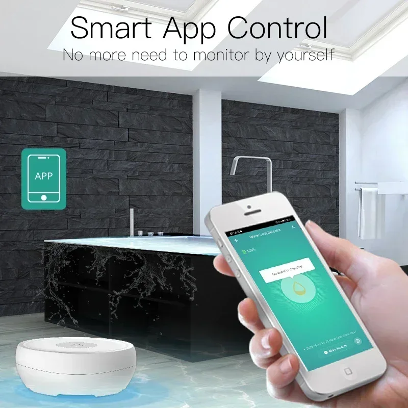 ZigBee Tuya Smart Life Flood Sensor Water Leakage Detector App Remote Control Flood Overflow Alert Security Alarm System