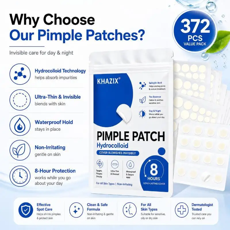 372pcs Hydrocolloid  Pimple Patch, Hydrocolloid Spot Stickers, Covering Zits And Defect