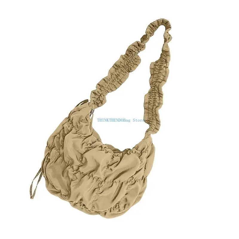 

63HC Women Bag Large Capacity Crossbody Bag Pleated Cloud Bag Solid Color Shoulder Bag Shopping Bag for Everyday Daily
