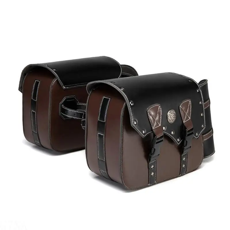 G7NA Klassische Motorrad-Satteltaschen mit verstellbaren Trägern, Konstruktionstasche aus PU-Leder zur sicheren Aufbewahrung des – Detail 4