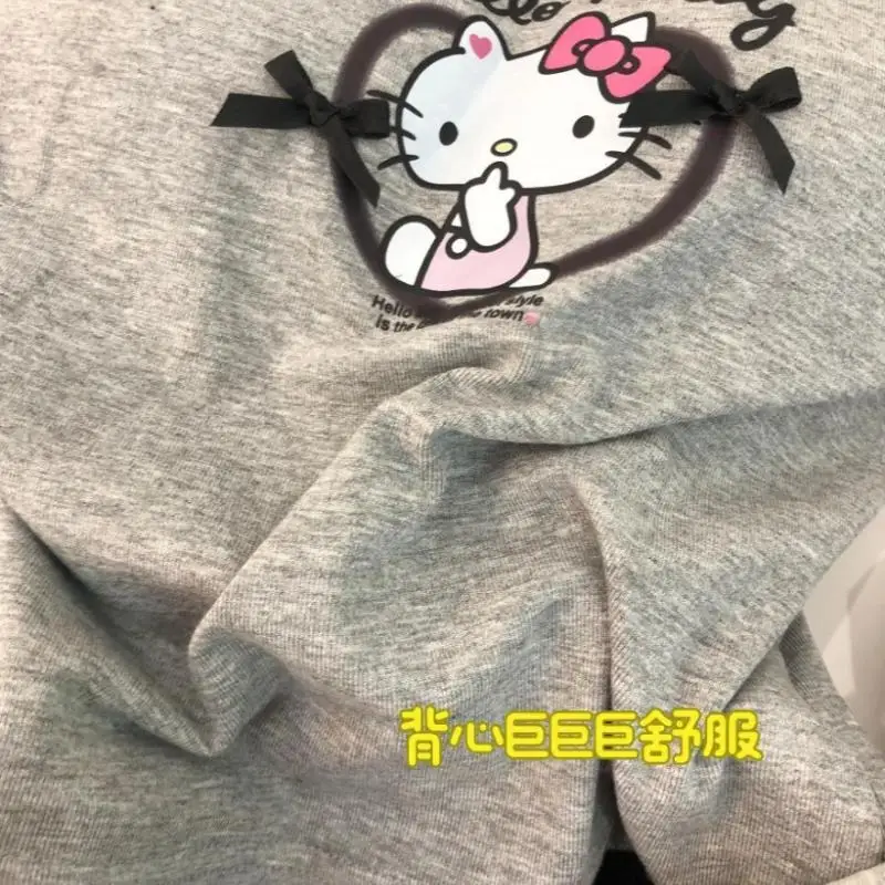 Y2K Summer Pajamas Woman Cute Kt Cat Sling Shorts Loungewear Set Anime Cartoon Hellokitty Girly Sweet Casual Outfit Home Clothes