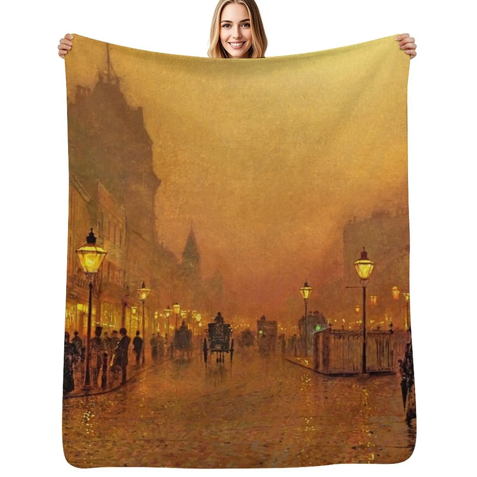 

John Atkinson Grimshaw - A Street at Night Throw Blanket Designers Soft for sofa Blanket