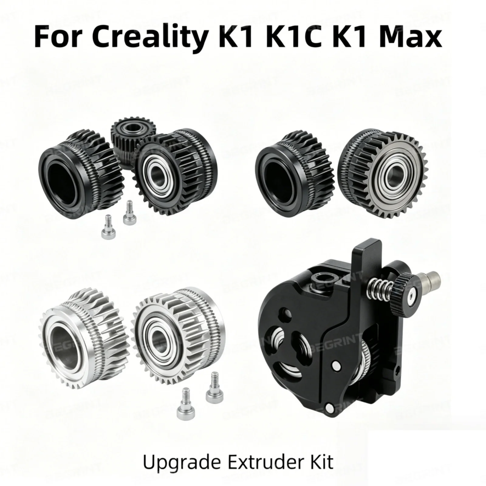 For Creality K1 K1C K1 Max Upgrade Extruder Kit All Metal Dual Gear Extruder Kit Nickel & DLC Coated Filament Drive Gear For K1C